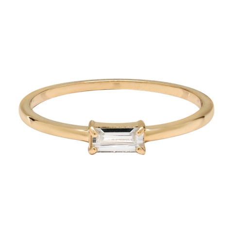 10k Solid Gold Horizontal Baguette Ring - 5 - Rings - Ofina