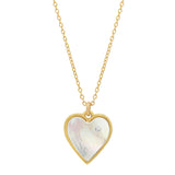 Heart & Tiny CZ Necklace - Mother of Pearl - Necklaces - Ofina