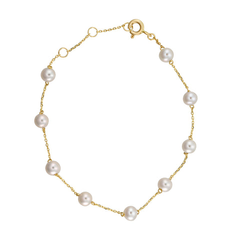 10k Solid Gold Pearl Bracelet -  - Bracelets - Ofina