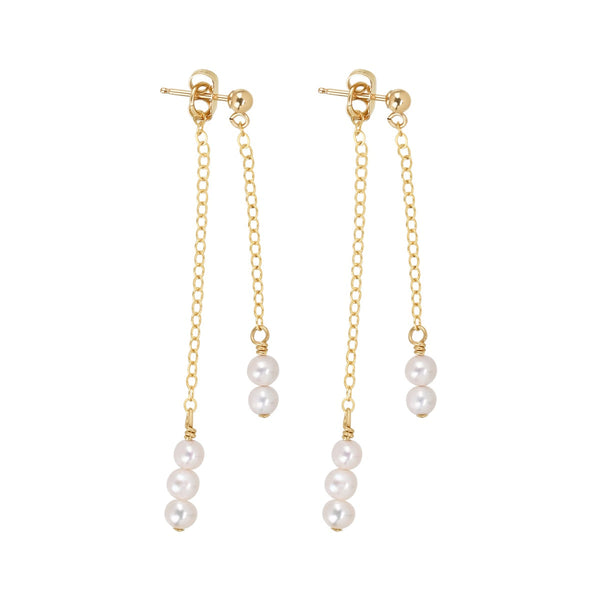Pearl & Chain Drop Earrings -  - Earrings - Ofina