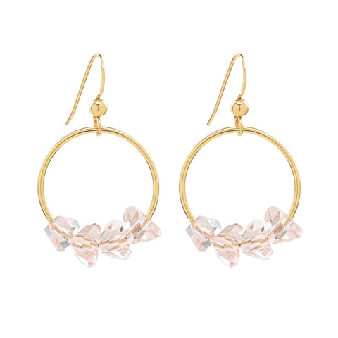Pink Crystal Circle Earrings -  - Earrings - Ofina