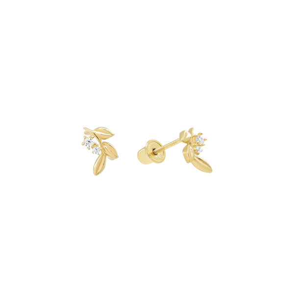 10k Solid Gold CZ Seedling Studs -  - Earrings - Ofina