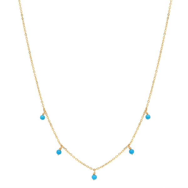 Tiny Turquoise Stone Drop Necklace -  - Necklaces - Ofina