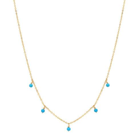 Tiny Turquoise Stone Drop Necklace -  - Necklaces - Ofina