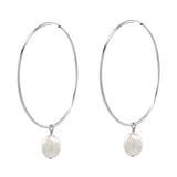 Detachable Pearl Hoop Earrings - Silver / 40mm - Earrings - Ofina