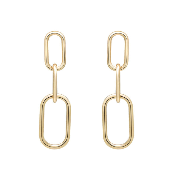 10K Solid Gold Paperclip Drop Studs -  - Earrings - Ofina